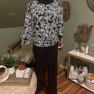 Black and White Top Small /with necklace paired with Black small dress pants